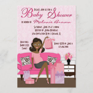 Chic Modern Mom with Gifts Baby Shower Invite