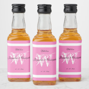 Chic Modern Monogram Wedding Elegant Pink Mini Liquor Bottle Label