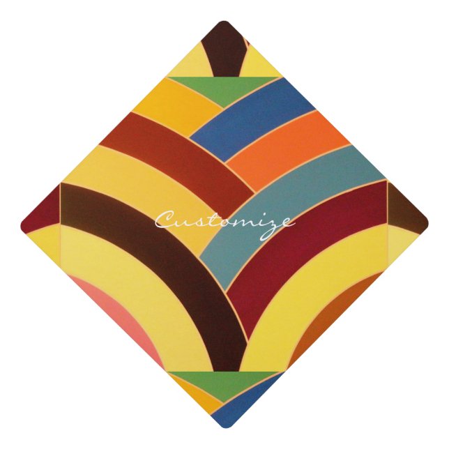 Chic modern multi-colour chevrons Thunder_Cove Graduation Cap Topper (Front)