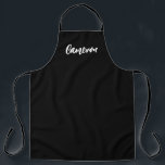 Chic Modern Name script Custom Apron<br><div class="desc">Introducing the Chic Modern Name Script Custom Apron, a stylish and personalized accessory for cooking enthusiasts, culinary friends, gardeners, and artists. This apron offers a sleek and minimalist design, featuring a black and white colour scheme and a chic script font typeface. Make this apron truly unique by customizing it with...</div>