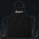 Chic Modern Name script Custom Apron<br><div class="desc">Introducing the Chic Modern Name Script Custom Apron, a stylish and personalized accessory for cooking enthusiasts, culinary friends, gardeners, and artists. This apron offers a sleek and minimalist design, featuring a black and white colour scheme and a chic script font typeface. Make this apron truly unique by customizing it with...</div>
