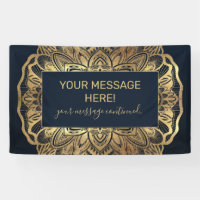 Chic Modern Navy Blue Gold Mandala