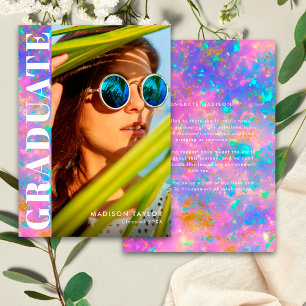 Chic Modern Opal Photo Graduation  Announcement