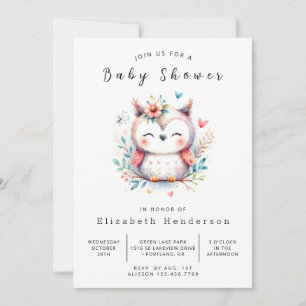 Chic Modern Owl Baby Shower Invitation