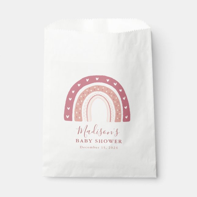 Chic Modern Pastel Pink Rainbow Baby Shower Favour Bag (Front)
