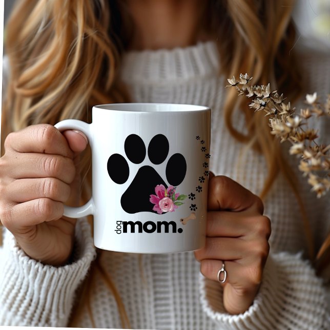 Chic Modern Paw Print Dog Mom Coffee Mug (Creator Uploaded)