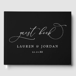 Chic Modern Photo Black & White Wedding Guest Book