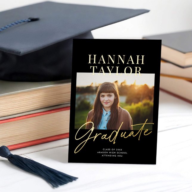 Chic Modern Photo Foil Graduation Announcement (Creator Uploaded)