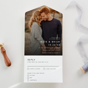 Chic Modern Photo Wedding All In One Invitation
