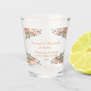 Chic Modern Pink Floral  wedding favours for Guest Shot Glass