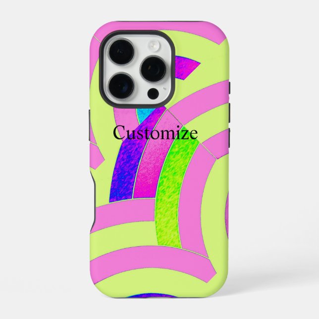 chic modern pink/lime chevrons iPhone case (Back)