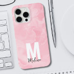 Chic Modern Pink Marble Watercolor Monogram iPhone 15 Pro Max Case<br><div class="desc">Chic Modern Pink Marble Watercolor Monogram iPhone 15 Pro Max Case. A fun and simple initial and name monogram case. Right now it is a pink, black and white colouring, but you can actually switch out any of the colours to whatever you'd like to use! The white watercolor pattern will...</div>