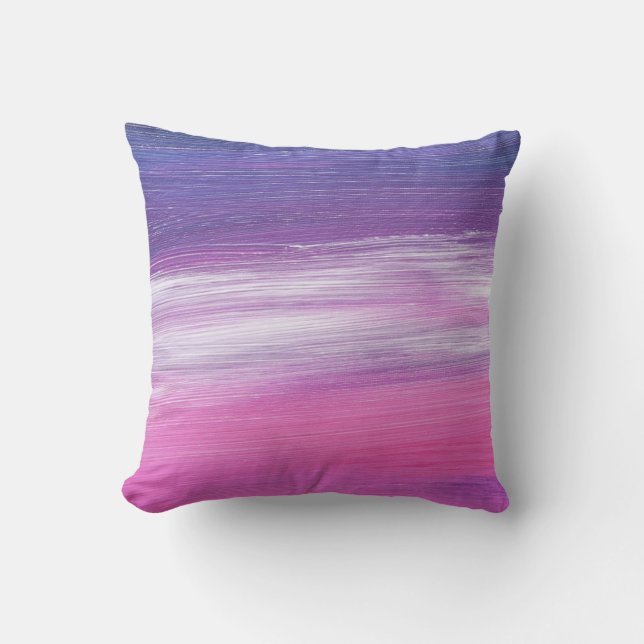 Chic Modern Pink Purple Abstract Brushstrokes Throw Pillow (Front)