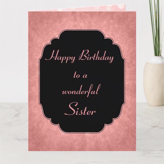 Chic modern pink stars Happy Birthday Sister Card (Front)