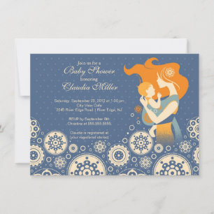 Chic Modern Pregnant Mom Baby Shower Invitation