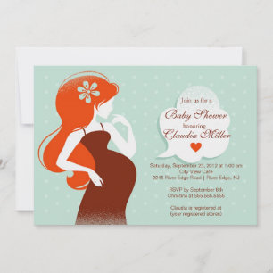 Chic Modern Pregnant Mom Baby Shower Invitation