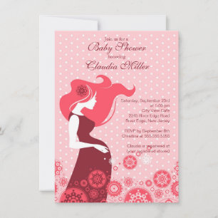 Chic Modern Pregnant Mom Girl Baby Shower Invitation