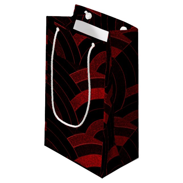 chic modern red/black chevrons small gift bag (Front Angled)