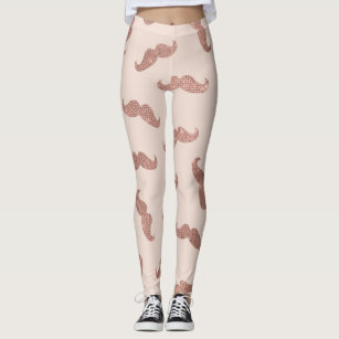 Chic Modern Rose Gold Pink Glitters Moustaches Leggings
