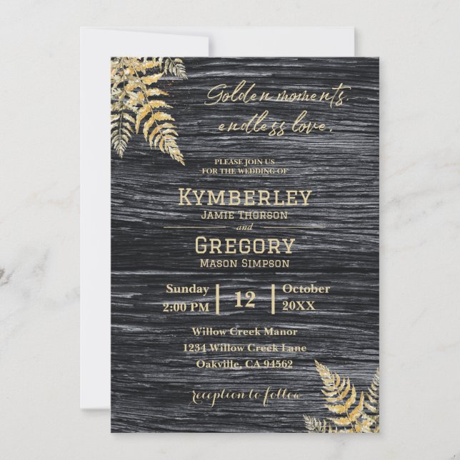 Chic Modern Rustic Golden Moments Endless Love Invitation (Front)