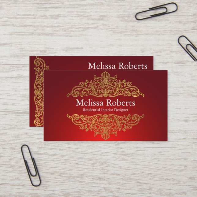 Chic Modern Rustic Home Interior Design Decorator  Business Card (Front/Back In Situ)