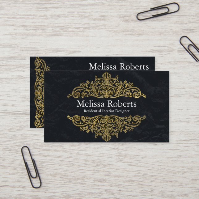 Chic Modern Rustic Home Interior Design Decorator  Business Card (Front/Back In Situ)