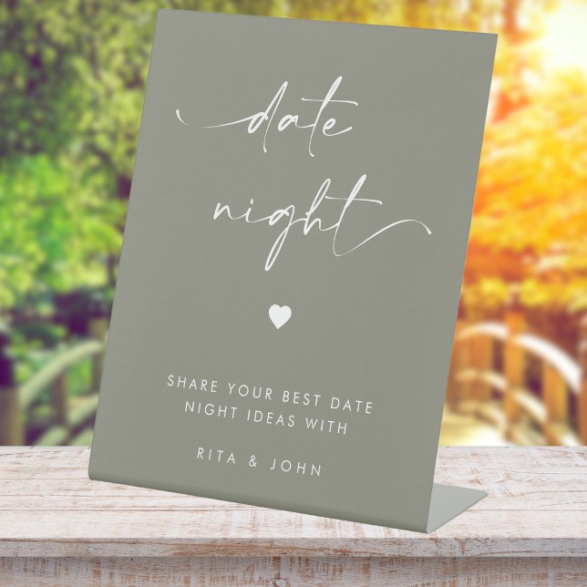 Chic Modern Sage Green Date Jar Ideas Wedding Sign (Creator Uploaded)