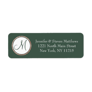 Chic Modern Sage Green Rose Gold Circle Monogram