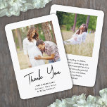 Chic Modern Script 2 Photo Baby Shower Thank You<br><div class="desc">Send a stylish note of gratitude with chic modern 2 photo black and white thank you cards. All pictures and wording on this template are set up for a baby shower, but can be personalized for any occasion. If you prefer to hand write your message, simply delete the example text....</div>