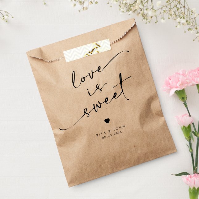 Chic Modern Script Love is Sweet Wedding Favour Bag (Sealed)