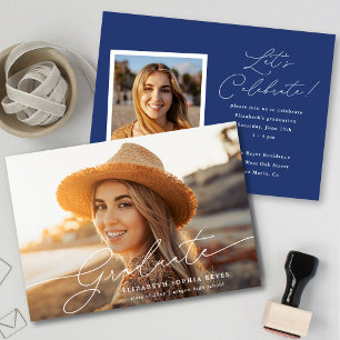 Chic Modern Script Type 2 Photo Graduation Announcement