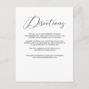 Chic Modern Script Wedding Directions Enclosure Card