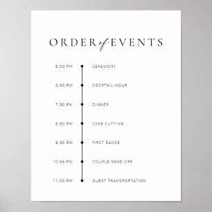 Chic + Modern Script Wedding Order of Events Sign
