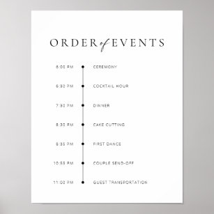 Chic + Modern Script Wedding Order of Events Sign