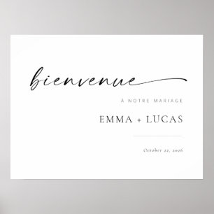 Chic Modern Script Wedding Welcome Sign French