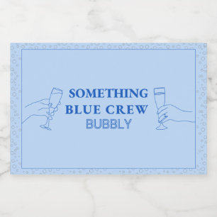 Chic Modern Something Blue Crew Bubbly Mini Sparkling Wine Label