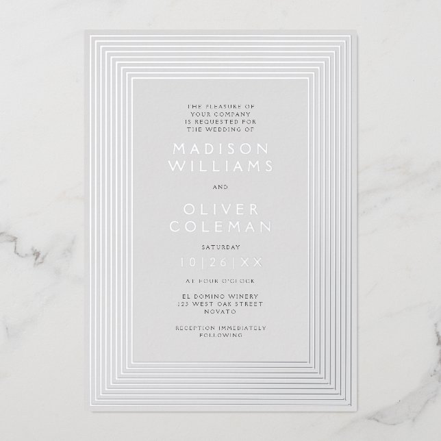 Chic Modern Striped Frame Wedding REAL (Front)