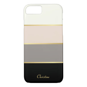 Chic Modern Stripes Pattern with Name Case-Mate iPhone Case