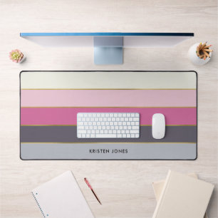 Chic Modern Stripes Personalized  Desk Mat