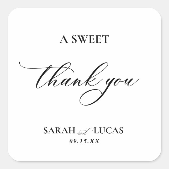 Chic  Modern Stylish Elegant  Wedding  Square Sticker (Front)