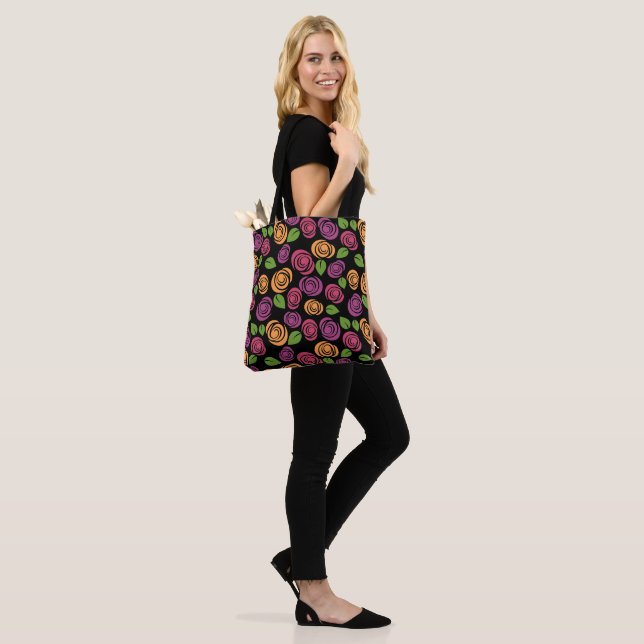 Chic Modern Stylish Floral Pattern Custom Colour Tote Bag (On Model)