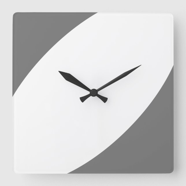 Chic Modern Stylish Grey White Sweeping Curves Square Wall Clock (Front)