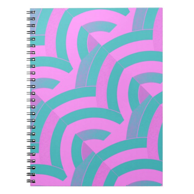 chic modern stylish pink/green chevrons notebook (Front)