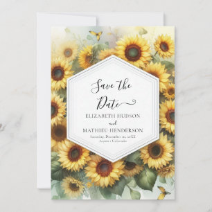 Chic Modern Sunflower Wedding Save The Date