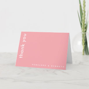 Chic Modern Typography   Rose Pink Custom Wedding Thank You Card