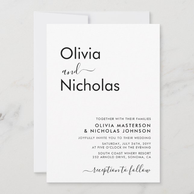 Chic Modern Typography Script Monogram Wedding Invitation (Front)