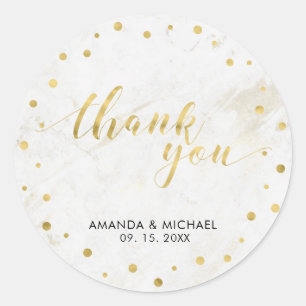 Chic Modern Typography Wedding Favours Thank you C Classic Round Sticker