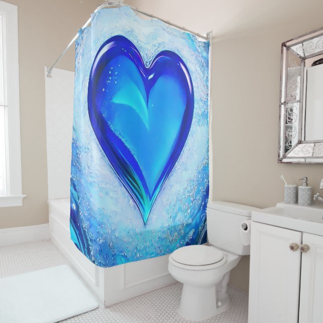 Chic Modern Vibrant Blue Crystal Heart (In Situ)