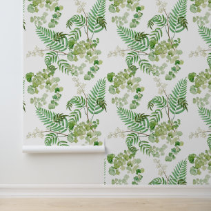 Chic Modern Watercolor Greenery Seamless Wallpaper