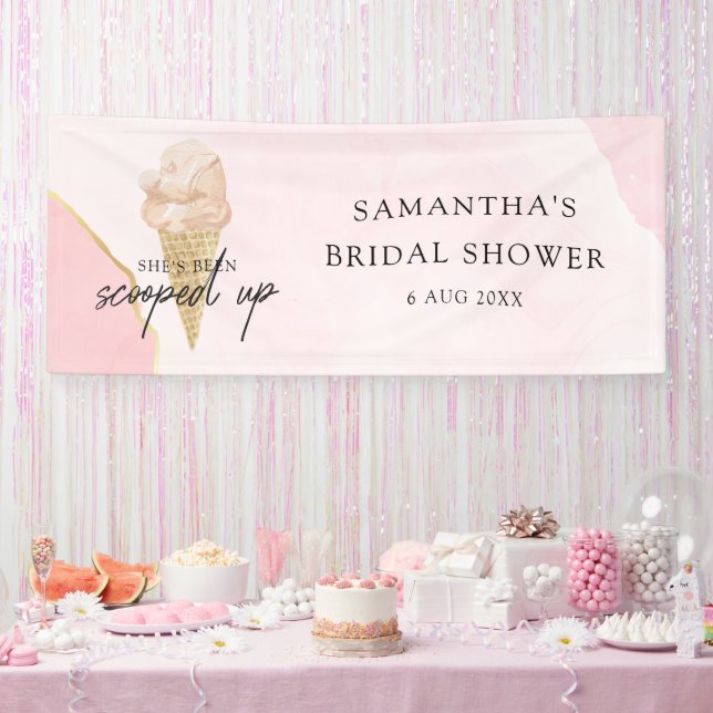 Chic Modern Watercolor Ice Cream Bridal Shower Banner (Party)
